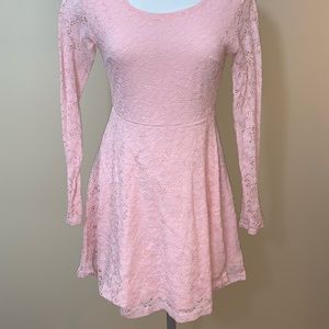 light pink long sleeve lace dress